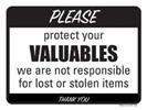 GP082-Protect Your Valuables Sign, 9"x12"