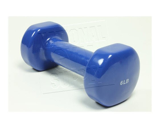 Vinyl Coated Hex Dumbbell, 6 Lbs (Blue) - Click for larger picture